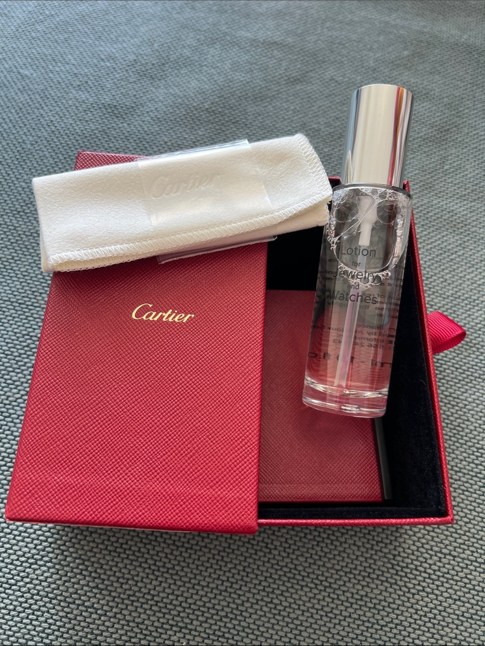 Cartier Red and Gold Jewelry Presentation Box with Care Accessories